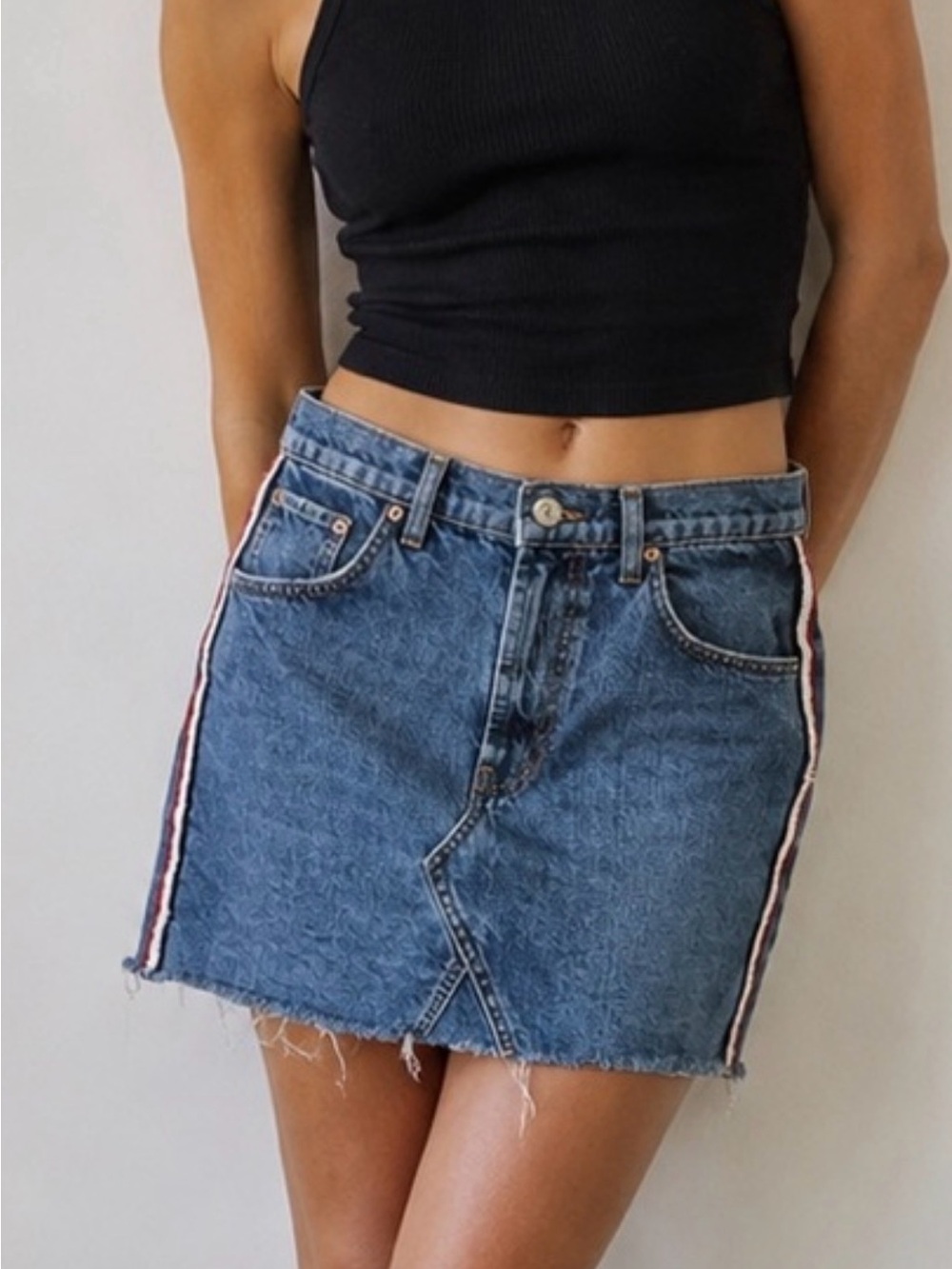 BDG Denim Skirt with Contrast Stitching